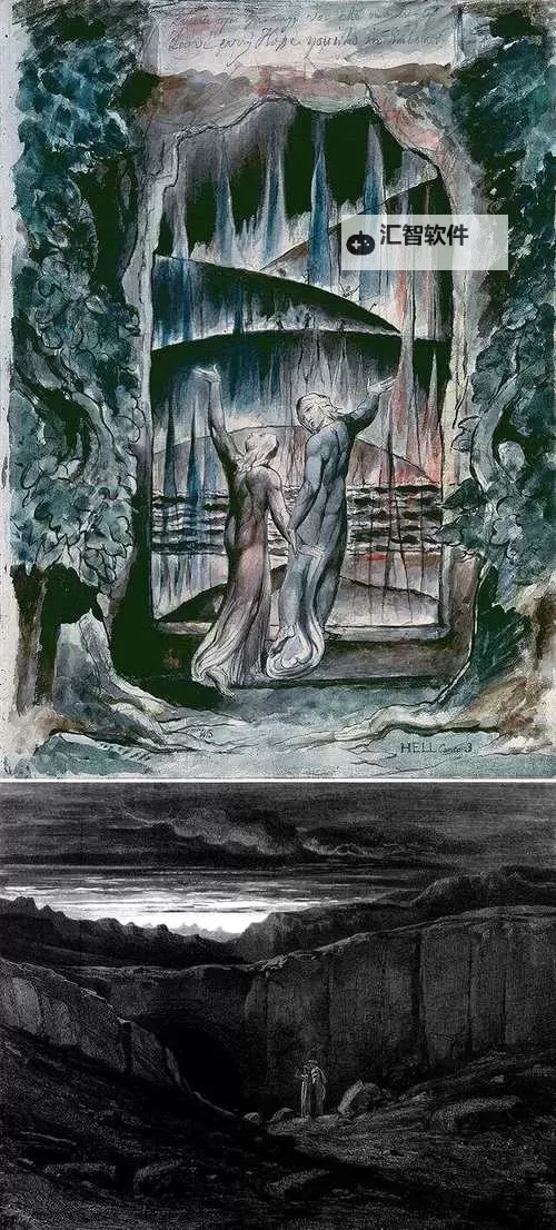 但丁与维吉尔：跨越生死的引导者与灵魂之旅图1