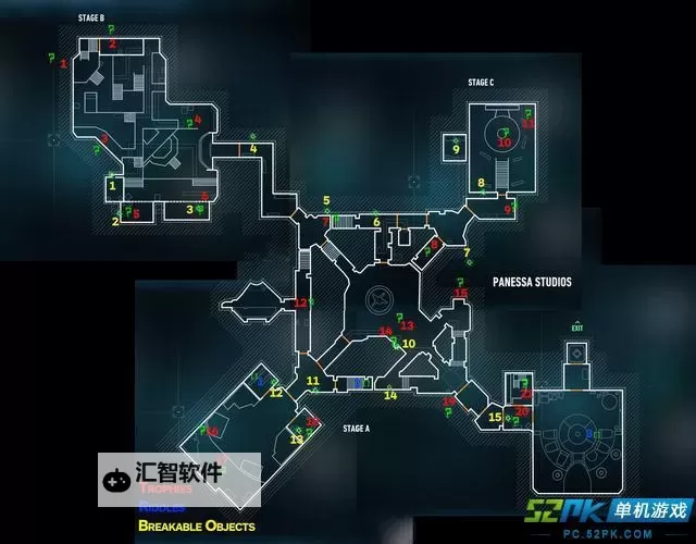 《蝙蝠侠阿甘骑士》全奖杯谜语人收集地图 可破坏物品与暴徒图1